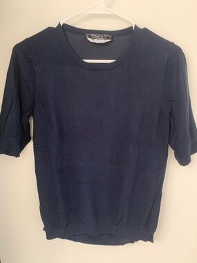 Tiffany & Co. Navy Short-Sleeve Crewneck Knit Top